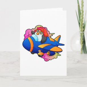 Carte Pingouin comme pilote avec avion