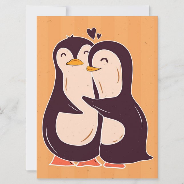 Carte Pingouin couple | Penguin Lover Cute Wife Valentin (Devant)