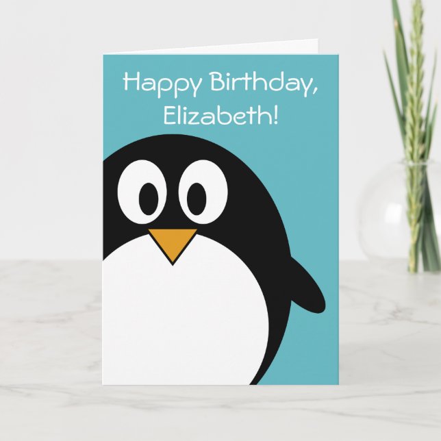 Carte Pingouin d'anniversaire personnalisable (Devant)