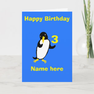 Carte Pingouin drôle Anniversaire, ajouter le nom âge av
