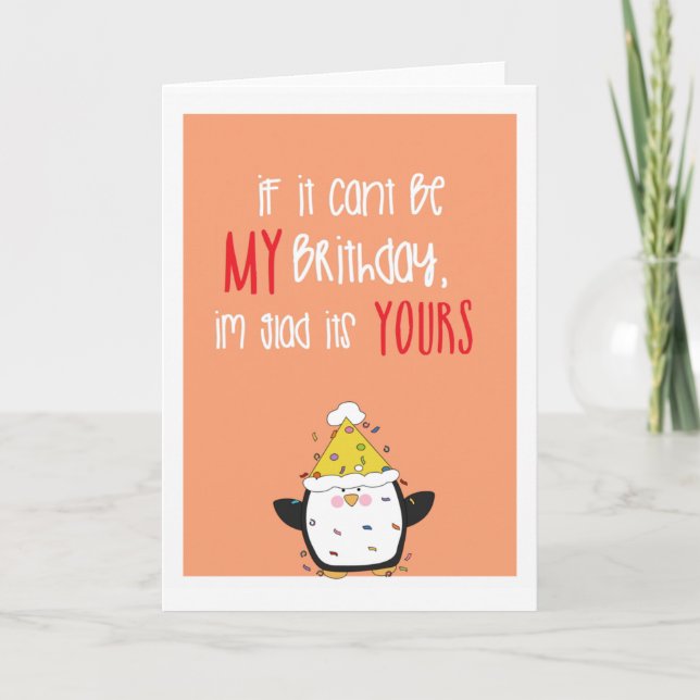 Carte Pingouin mignon humour Joyeux anniversaire (Devant)