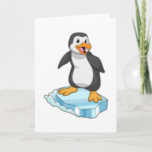 Carte Pingouin sur glace floc