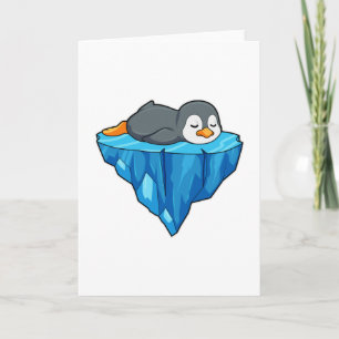 Carte Pingouin sur glace floc