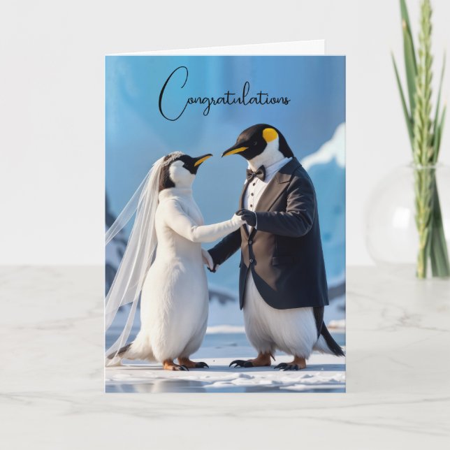Carte Pingouins de mariée et de chambre sur un iceberg (Devant)