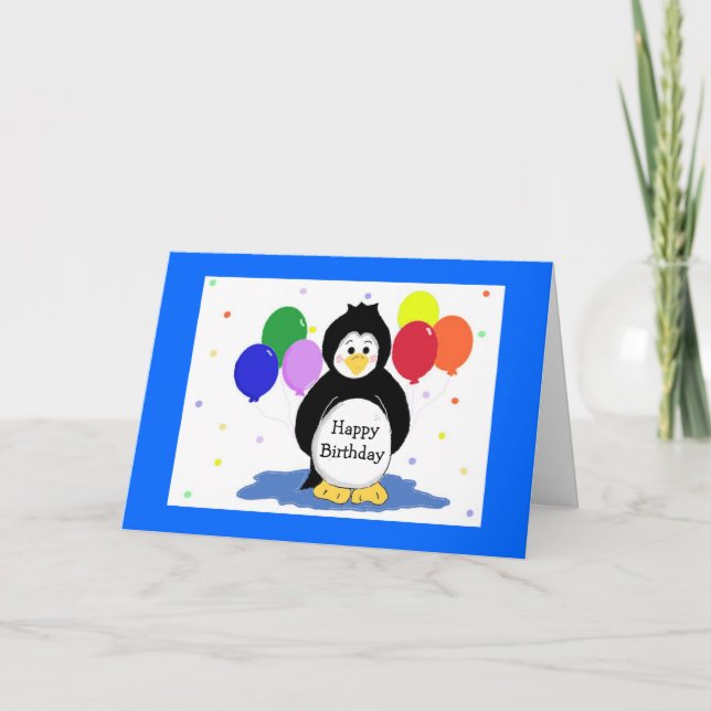 Carte Pingouins et ballons Salutation d'anniversaire (Devant)