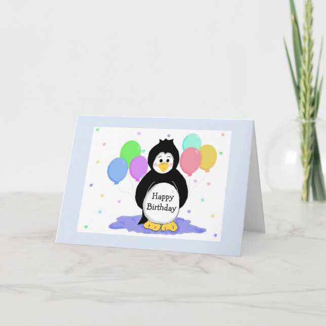 Carte Pingouins et ballons Salutation d'anniversaire (Devant)