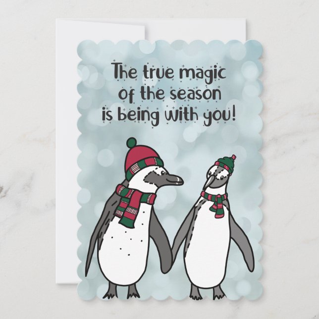 Carte Pingouins Noël magique de la saison mignonne (Devant)