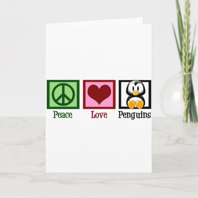 Carte Pingouins Peace Love (Devant)