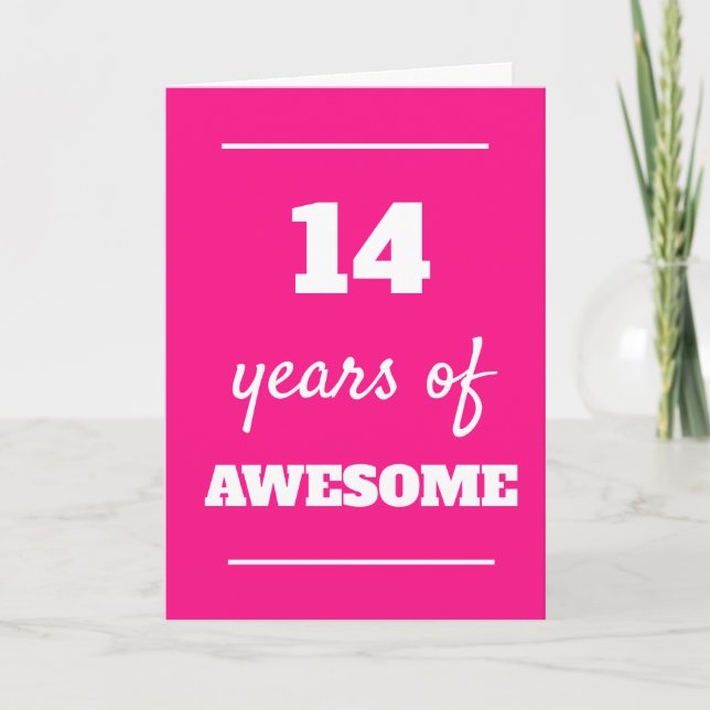 Carte Pink 14 Years of Awesome 14th Birthday Card (Devant)