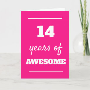 Carte Pink 14 Years of Awesome 14th Birthday Card