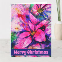 Pink Abstrait Poinsettia Aquarelle Noël