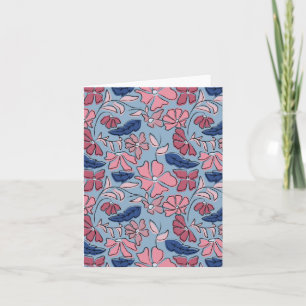 Carte Pink and Blue Hand Drake Floral Block Print