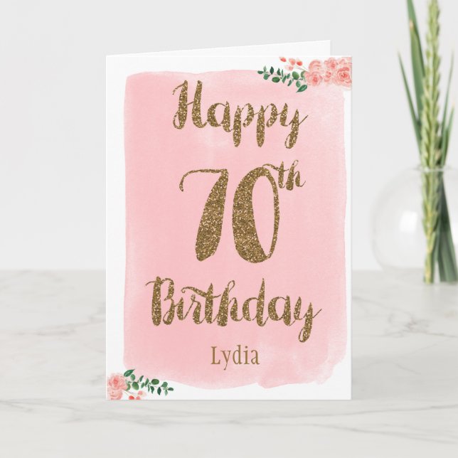 Carte Pink and Gold Happy 70th Birthday Card (Devant)