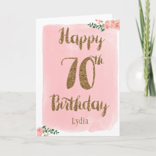 Carte Pink and Gold Happy 70th Birthday Card