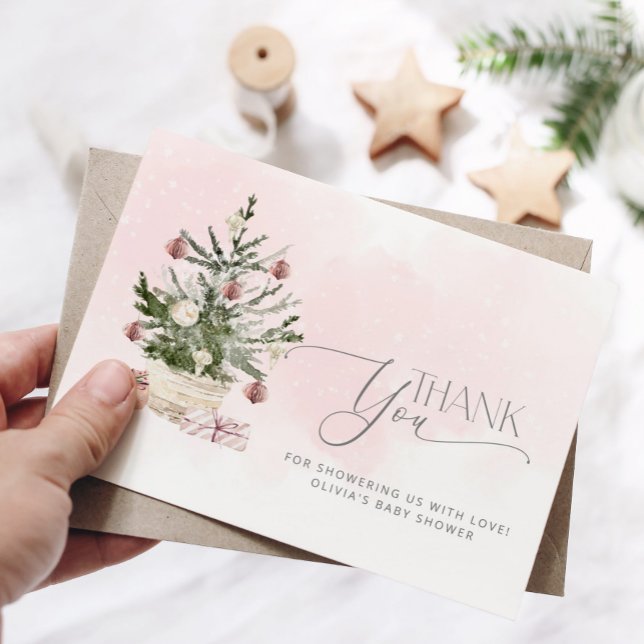 Carte Pink Baby son froid dehors baby shower merci (Créateur téléchargé)