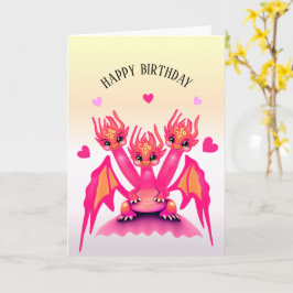 Carte Pink Birthday Dragon