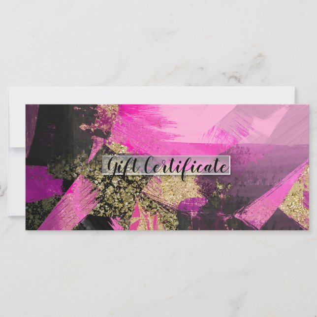 Carte Pink Black Gold Parties scintillant Certificat cad (Devant)
