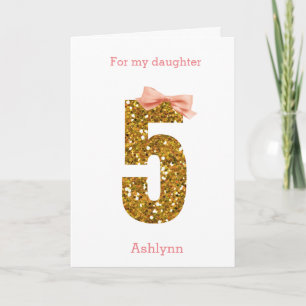 Carte Pink Bow et Gold Parties scintillant 5e Anniversai