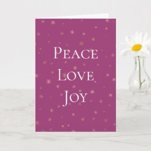 Carte Pink Boysenberry Christmas Gold Snowflakes