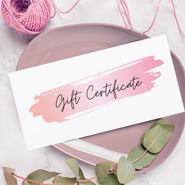 Carte Pink Brushstroke Business Logo Certificat cadeau (Créateur téléchargé)