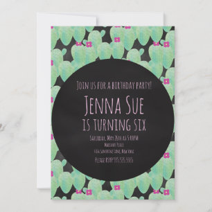 Carte Pink Cactus Motif Parti de la verdure