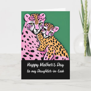 Carte Pink Cheetah Maman + Cub Fête des mères Belle-fill