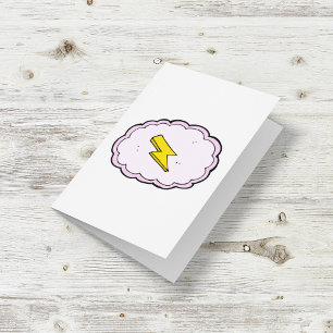 Carte Pink Cloud Yellow Lightning Bolt Card