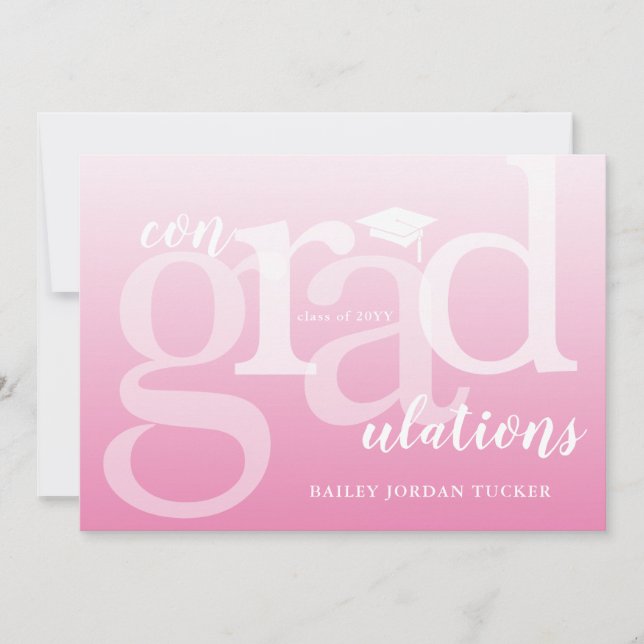 Carte Pink ConGRADulations Graduation Félicitations (Devant)