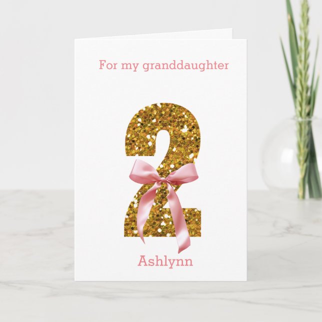 Carte Pink Coquette Bow et Gold Parties scintillant 2e a (Devant)