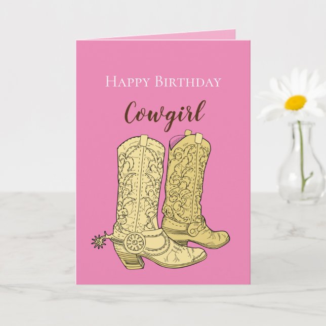 Carte Pink Cowgirl Cowboy Boots Birthday (Petite plante)