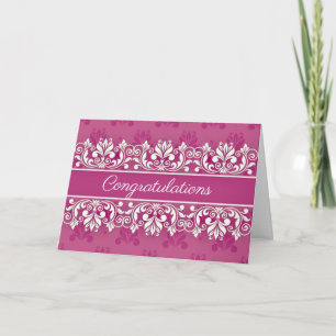 Carte Pink Damask swirl Congratulations Card