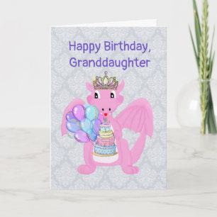 Carte Pink Dragon Princesse, Anniversaire de Grandgirl