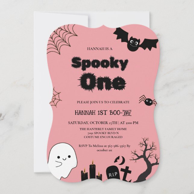 Carte Pink Éffrayant une fête d'anniversaire d'Halloween (Devant)