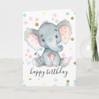 Pink Elephant Girls Birthday Polka Dot Glitter Fun