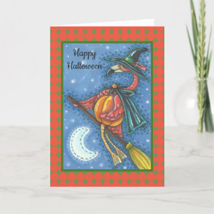 Carte PINK FLAMANT ROSE WITCH HALLOWEEN GREETING CARD Bl