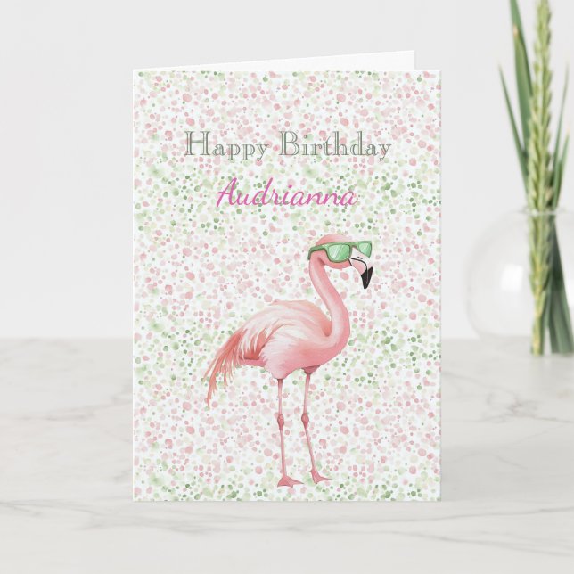 Carte Pink Flamingo Birthday (Devant)