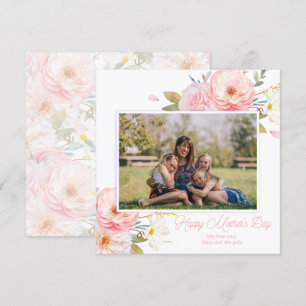 Carte Pink Floral Ajouter photo Fête des Mères