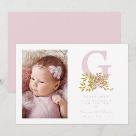 Carte Pink Floral Garland Initial Baby Newborn Name