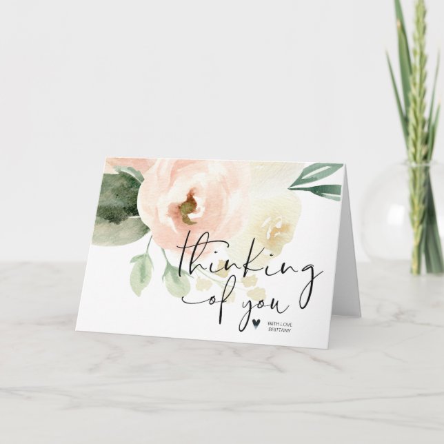 Carte Pink Floral Penser de vous Encouragement (Devant)