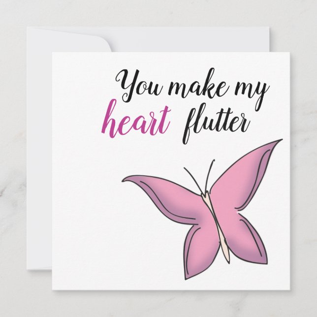 Carte Pink Fluttering Butterfly Valentine (Devant)