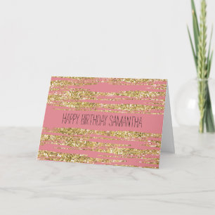 Carte Pink Gold Faux Glitter Stripes