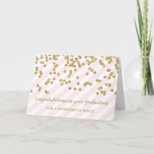 Carte Pink Gold Niece Félicitations Graduation