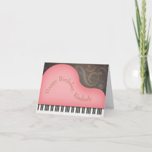 Carte Pink Grand Piano Whimsical Personnalisé Anniversai