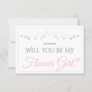 Carte Pink & Grey Be My Flower Girl Card