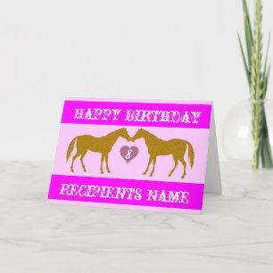 Carte Pink Horse Age Bird Card - Horse Age Card 8