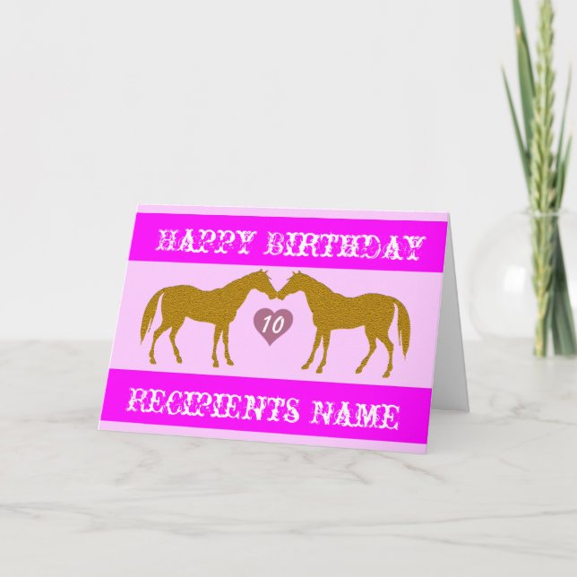 Carte Pink Horse Age Birthday Card - Horse Age Card 10 (Devant)