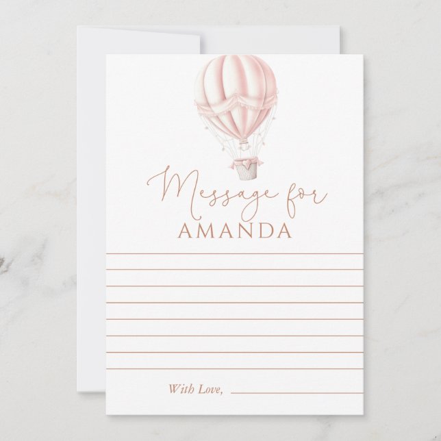 Carte Pink Hot Air Baloon Premier Anniversaire Message p (Devant)