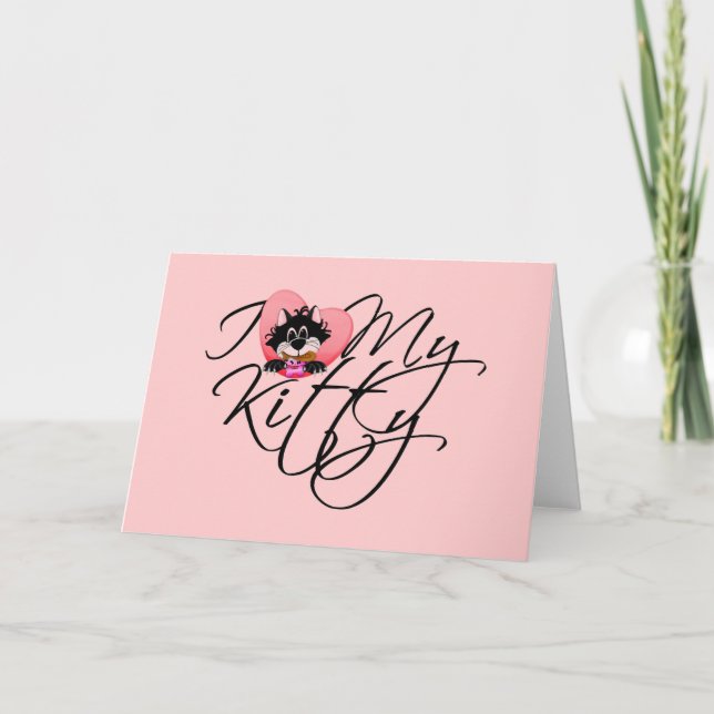 Carte Pink I Love My Kitty Tshirts et cadeaux (Devant)