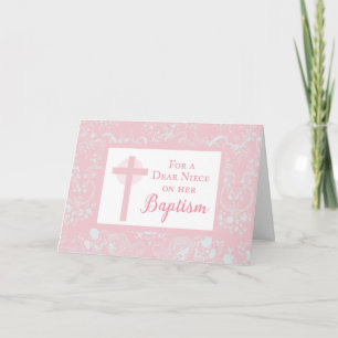 Carte Pink Lace Girl Baptême