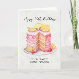 Carte Pink Lemon Cake Cousin 60e anniversaire Salutation